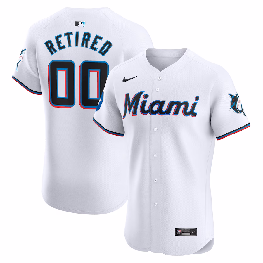Men's Miami Marlins Nike White Home Elite Pick-A-Player Retired Roster Patch Jersey - Ujersey