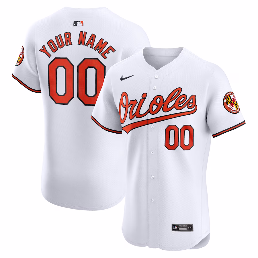 Men's Baltimore Orioles Nike White Home Elite Custom Jersey - Ujersey