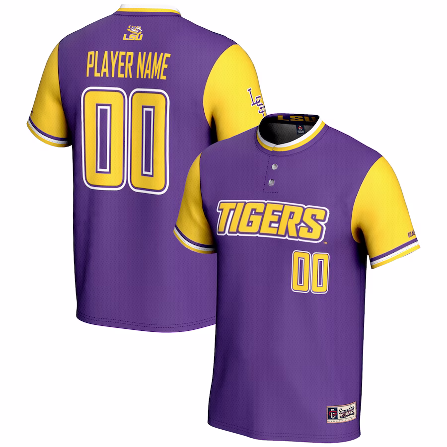 LSU Tigers GameDay Greats Youth NIL Pick-A-Player Lightweight Softball Jersey - Purple - Ujersey