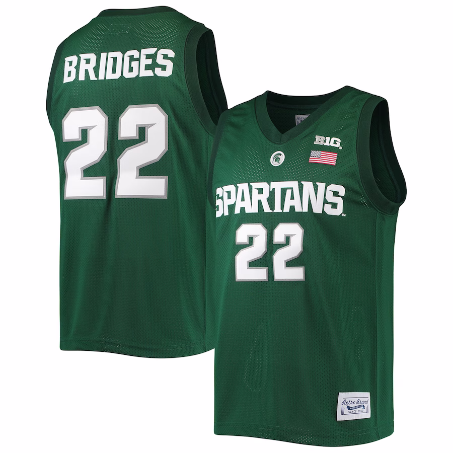 Miles Bridges Michigan State Spartans Original Retro Brand Alumni Commemorative Classic Basketball Jersey - Green - Ujersey