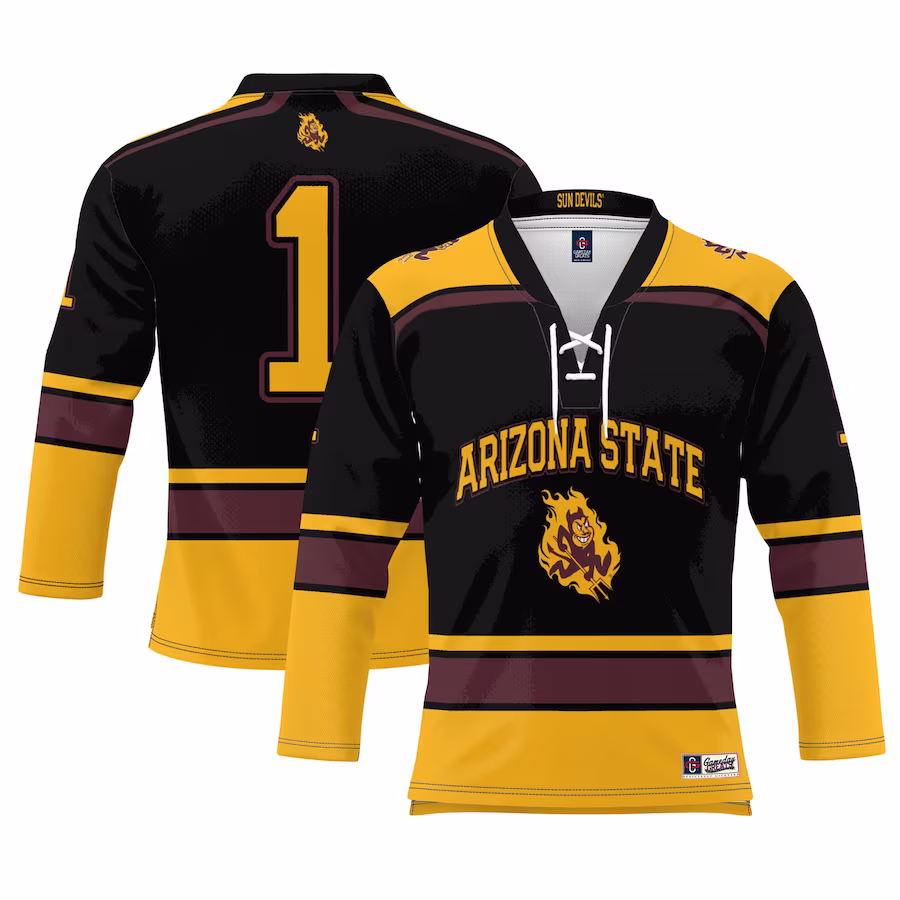 #1 Arizona State Sun Devils GameDay Greats Youth Ice Hockey Jersey - Black - Ujersey