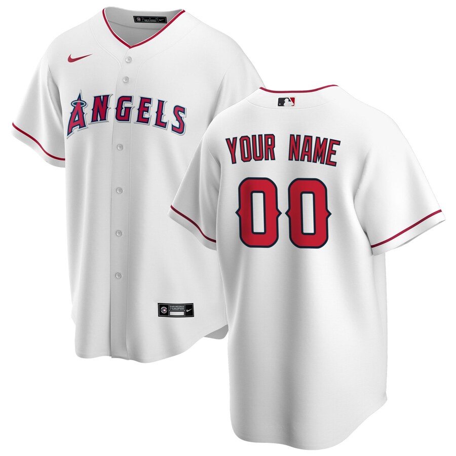 Men's Los Angeles Angels Nike White Home Replica Custom Jersey - Ujersey