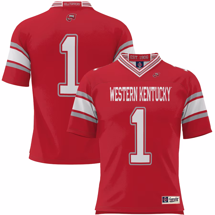 #1 Western Kentucky Hilltoppers GameDay Greats Youth Endzone Football Jersey - Red - Ujersey