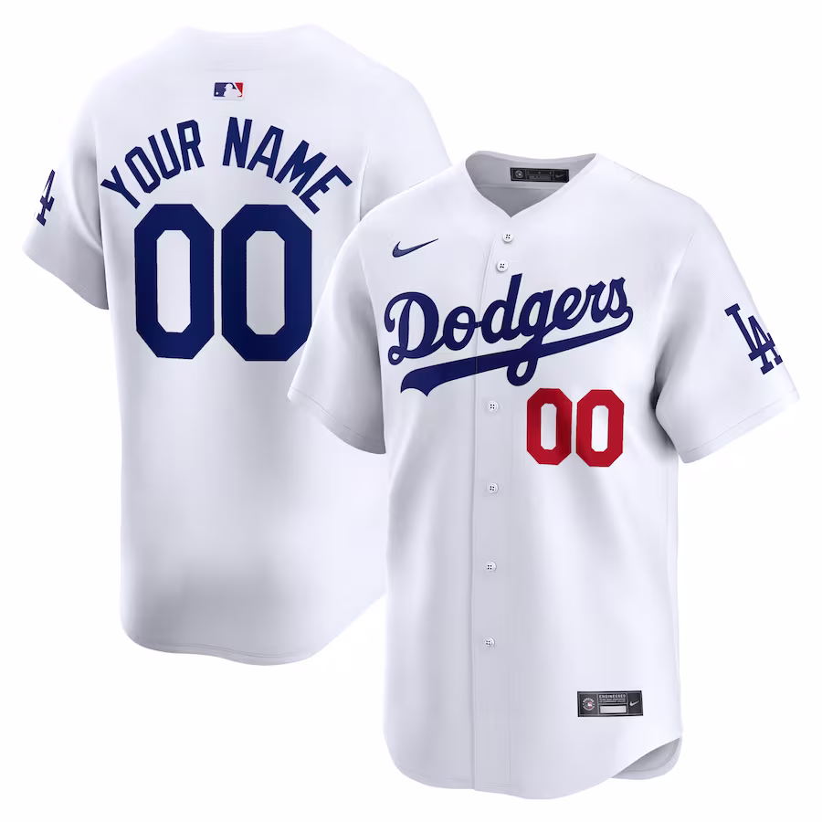 Men's Los Angeles Dodgers Nike White Home Limited Custom Jersey - Ujersey