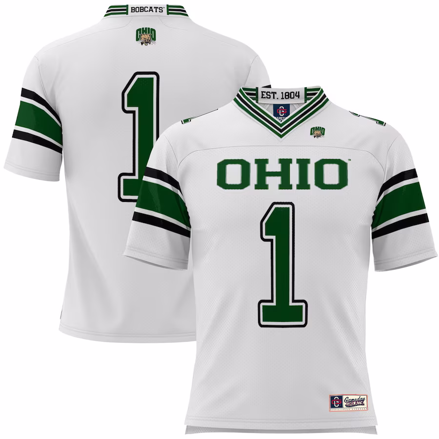 #1 Ohio Bobcats GameDay Greats Football Jersey - White - Ujersey