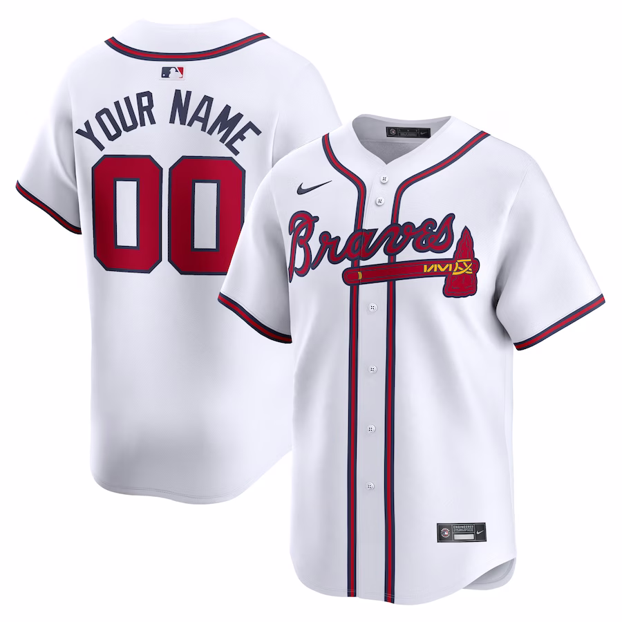 Men's Atlanta Braves Nike White Home Limited Custom Jersey - Ujersey
