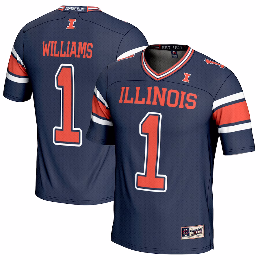 Isaiah Williams Illinois Fighting Illini GameDay Greats Youth NIL Player Football Jersey - Navy - Ujersey