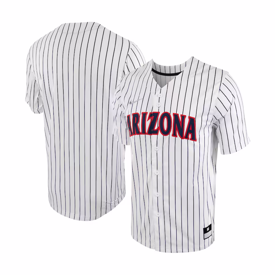 Arizona Wildcats Nike Pinstripe Replica Full-Button Baseball Jersey - White/Navy - Ujersey