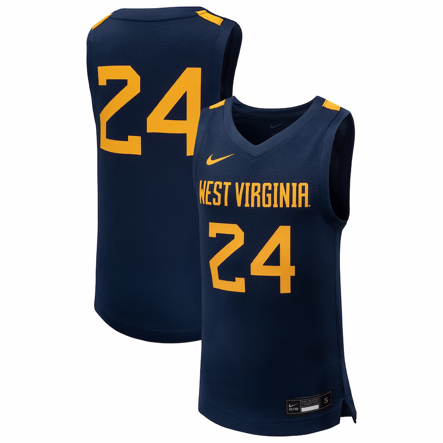 #24 West Virginia Mountaineers Nike Youth Team Replica Basketball Jersey - Navy - Ujersey