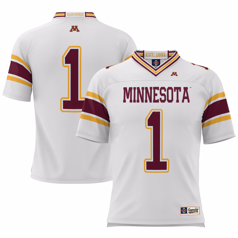 #1 Minnesota Golden Gophers GameDay Greats Football Jersey – White - Ujersey