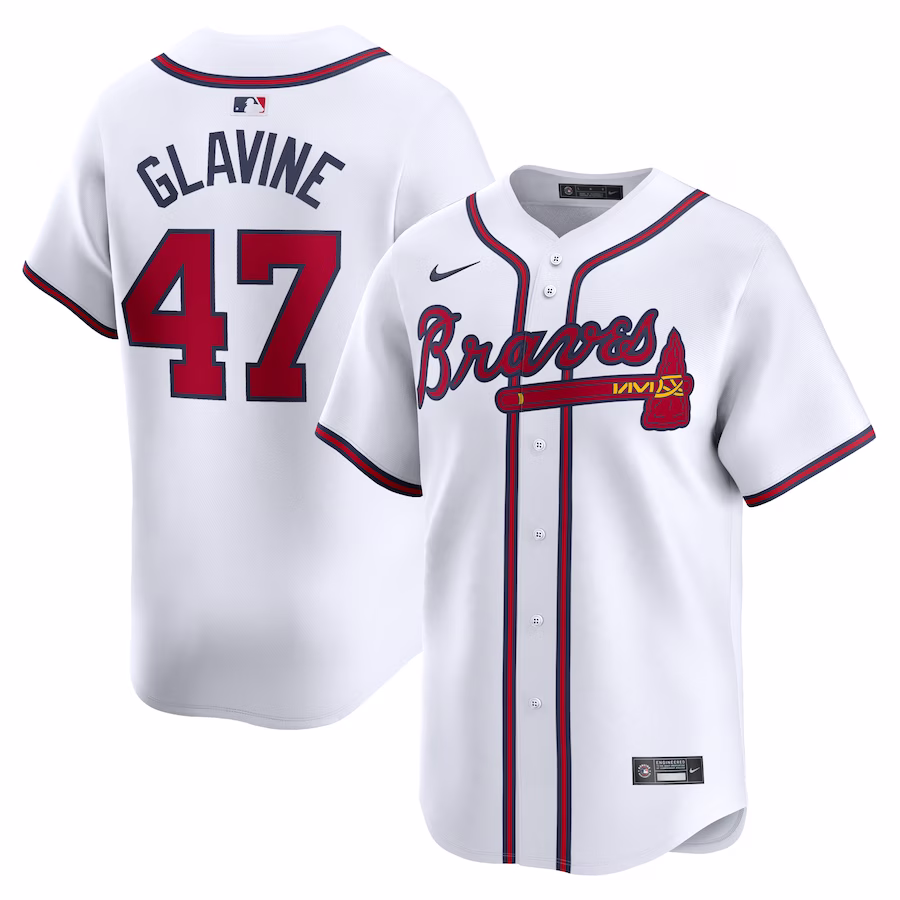 Men's Atlanta Braves Tom Glavine Nike White Home Limited Player Jersey - Ujersey