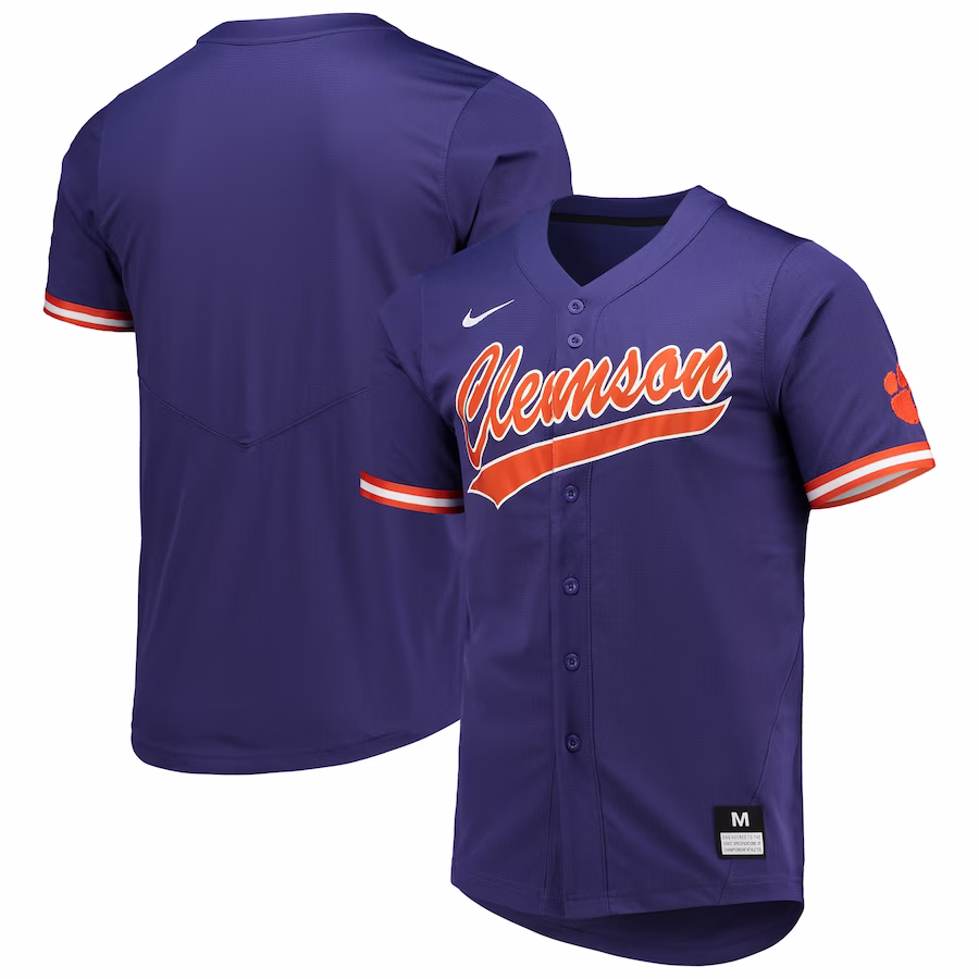 Clemson Tigers Nike Replica Baseball Jersey - Purple - Ujersey