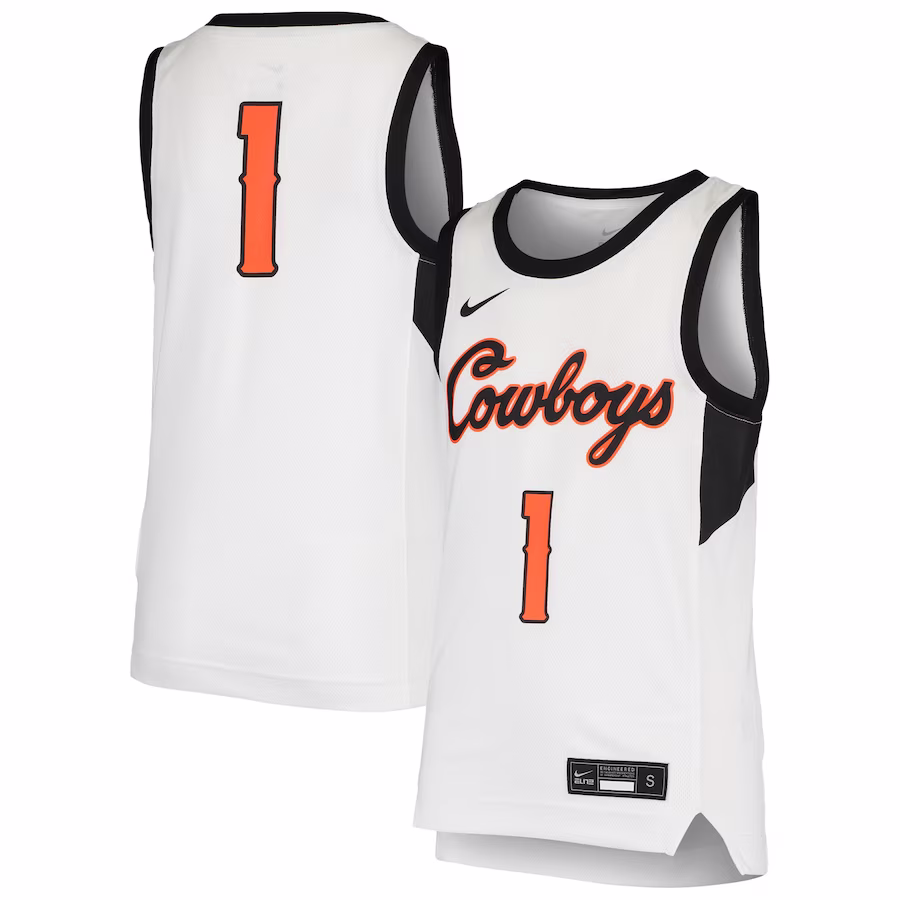 #1 Oklahoma State Cowboys Nike Youth Team Replica Basketball Jersey - White - Ujersey