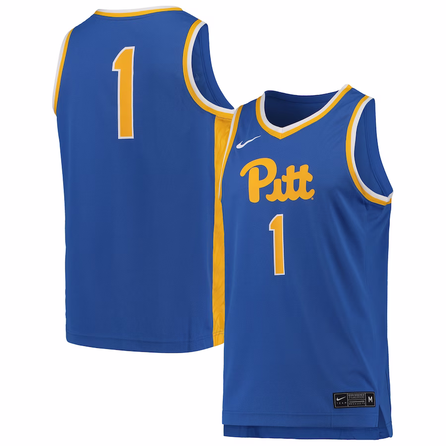 #1 Pitt Panthers Nike Team Replica Basketball Jersey - Royal - Ujersey