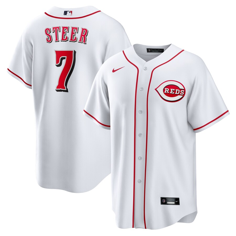 Men's Cincinnati Reds Spencer Steer Nike White Home Replica Jersey - Ujersey