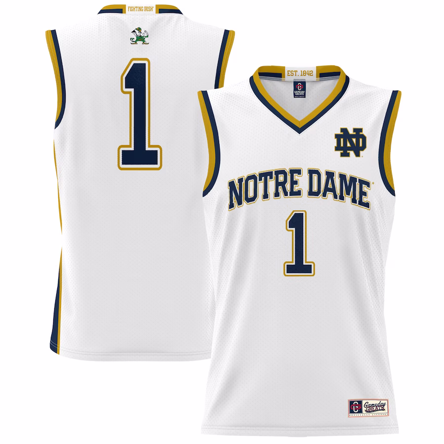 #1 Notre Dame Fighting Irish GameDay Greats Youth Lightweight Basketball Jersey - White - Ujersey