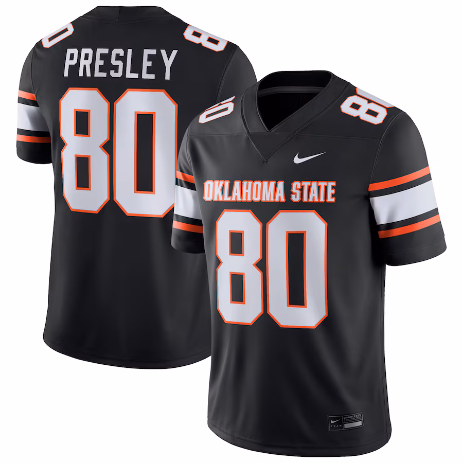 Brennan Presley Oklahoma State Cowboys Nike NIL Football Player Game Jersey - Black - Ujersey