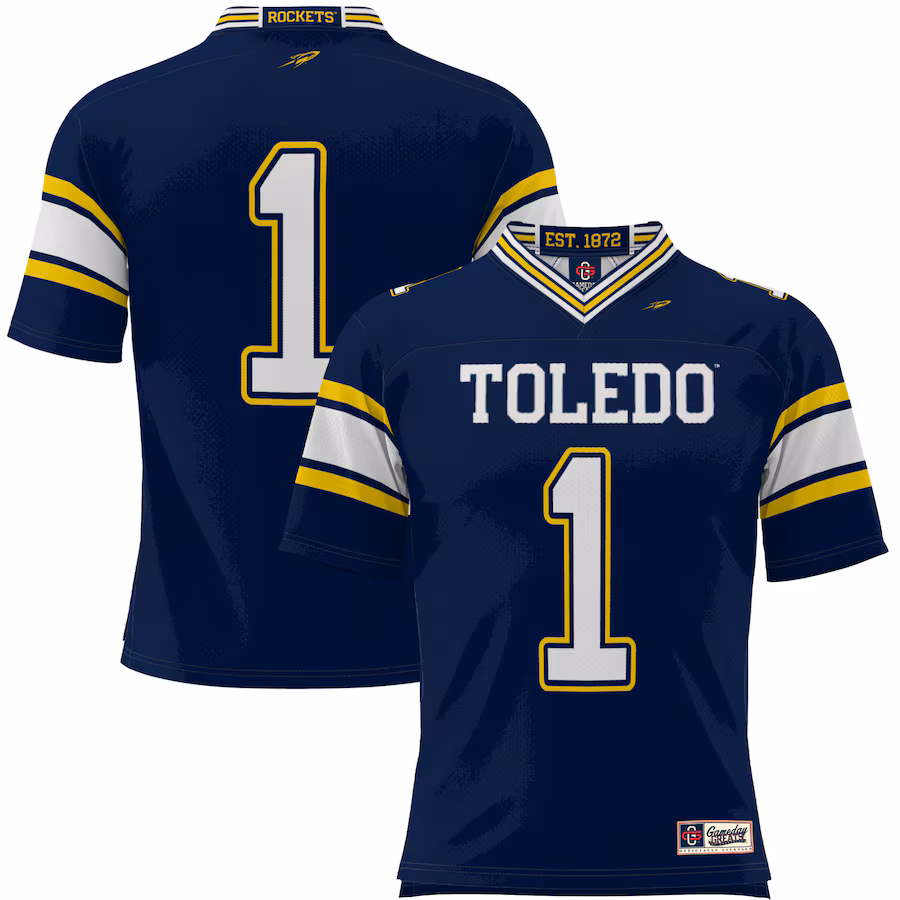 #1 Toledo Rockets GameDay Greats Youth Endzone Football Jersey - Navy - Ujersey