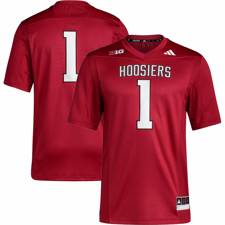 #1 Indiana Hoosiers adidas Premier Football Jersey - Crimson - Ujersey