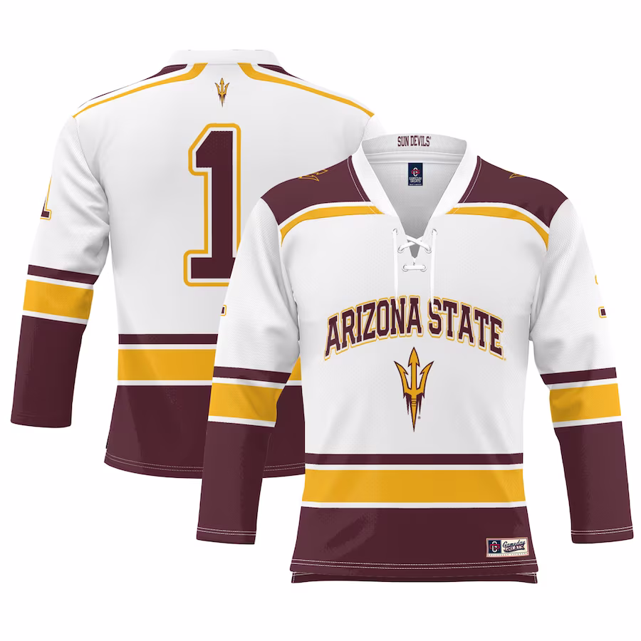 #1 Arizona State Sun Devils GameDay Greats Men's Ice Hockey Fashion Jersey - White - Ujersey