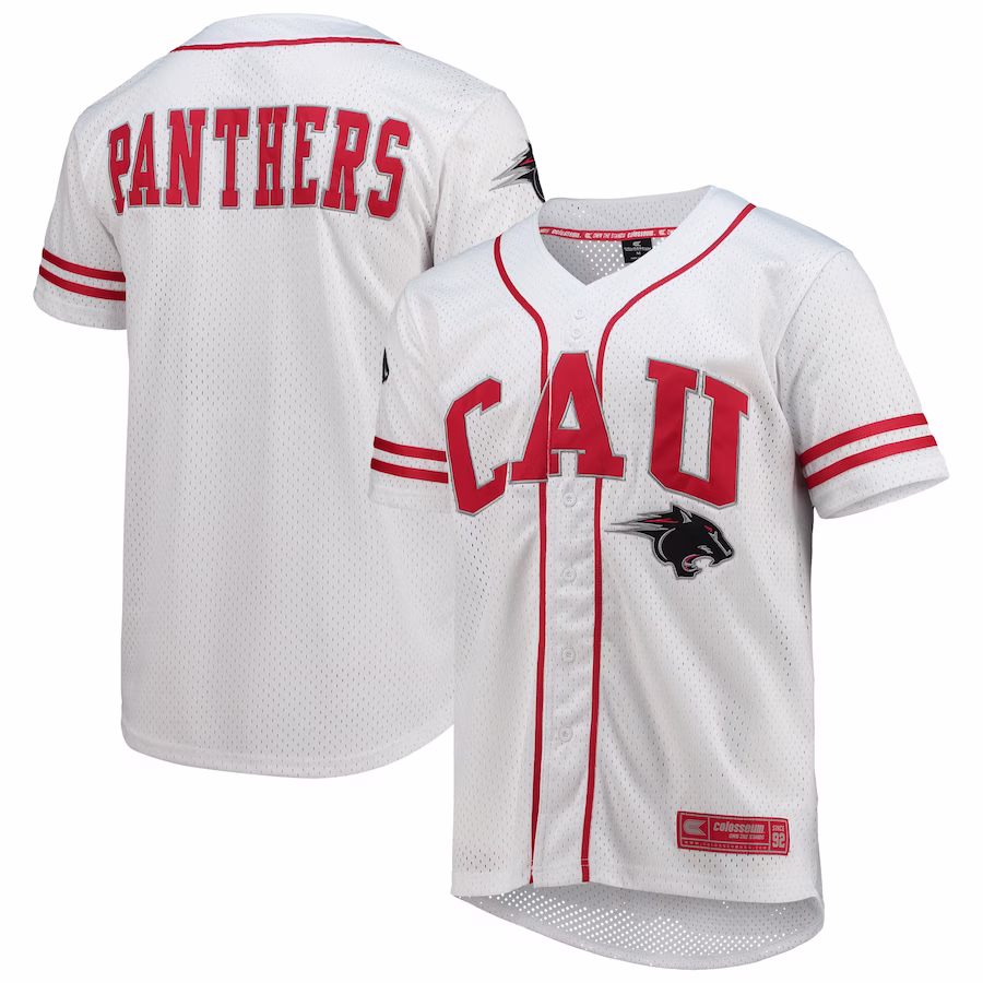 Clark Atlanta University Panthers Colosseum Free Spirited Mesh Button-Up Baseball Jersey - White - Ujersey
