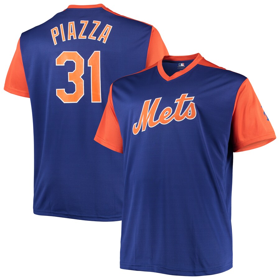 Men's New York Mets Mike Piazza Royal/Orange Cooperstown Collection Replica Player Jersey - Ujersey