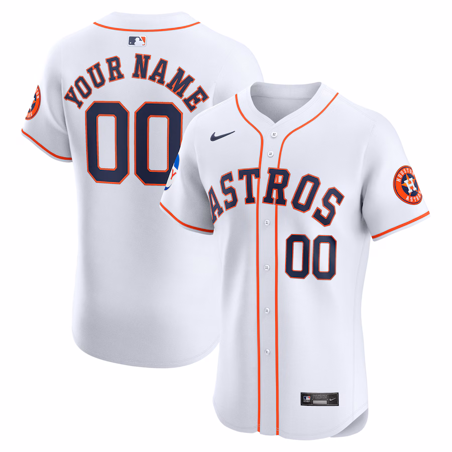 Men's Houston Astros Nike White Home Elite Custom Patch Jersey - Ujersey