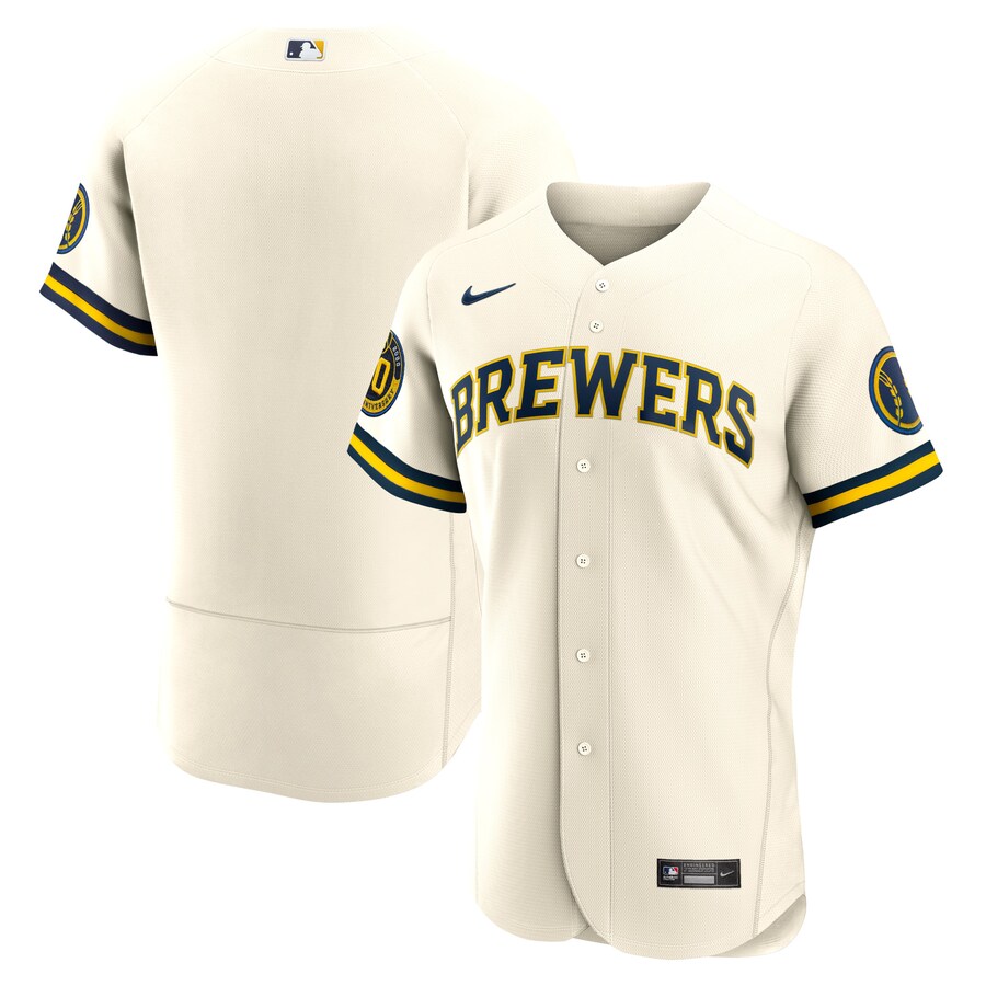 Men's Milwaukee Brewers Nike Cream Home Authentic Team Jersey - Ujersey