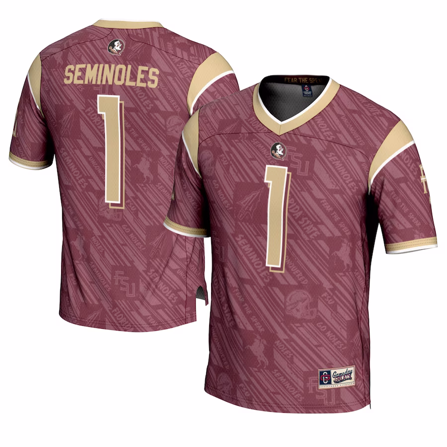 Florida State Seminoles #1 GameDay Greats Garnet Highlight Print Football Fashion Jersey - Ujersey