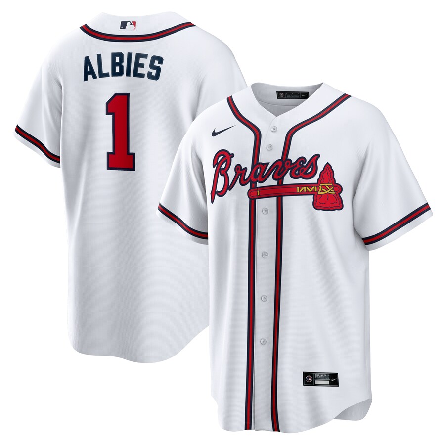 Men's Atlanta Braves Ozzie Albies Nike White Home Replica Player Name Jersey - Ujersey