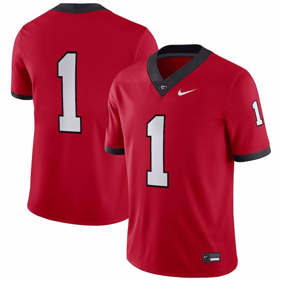 Georgia Bulldogs Nike #1 Home Game Jersey - Red - Ujersey