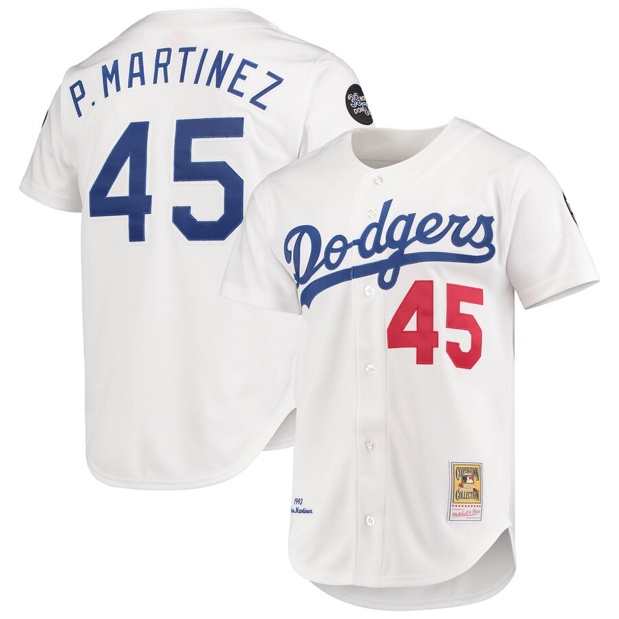 Men's Los Angeles Dodgers Pedro Martinez Mitchell & Ness White 1993 Cooperstown Collection Home Authentic Jersey - Ujersey