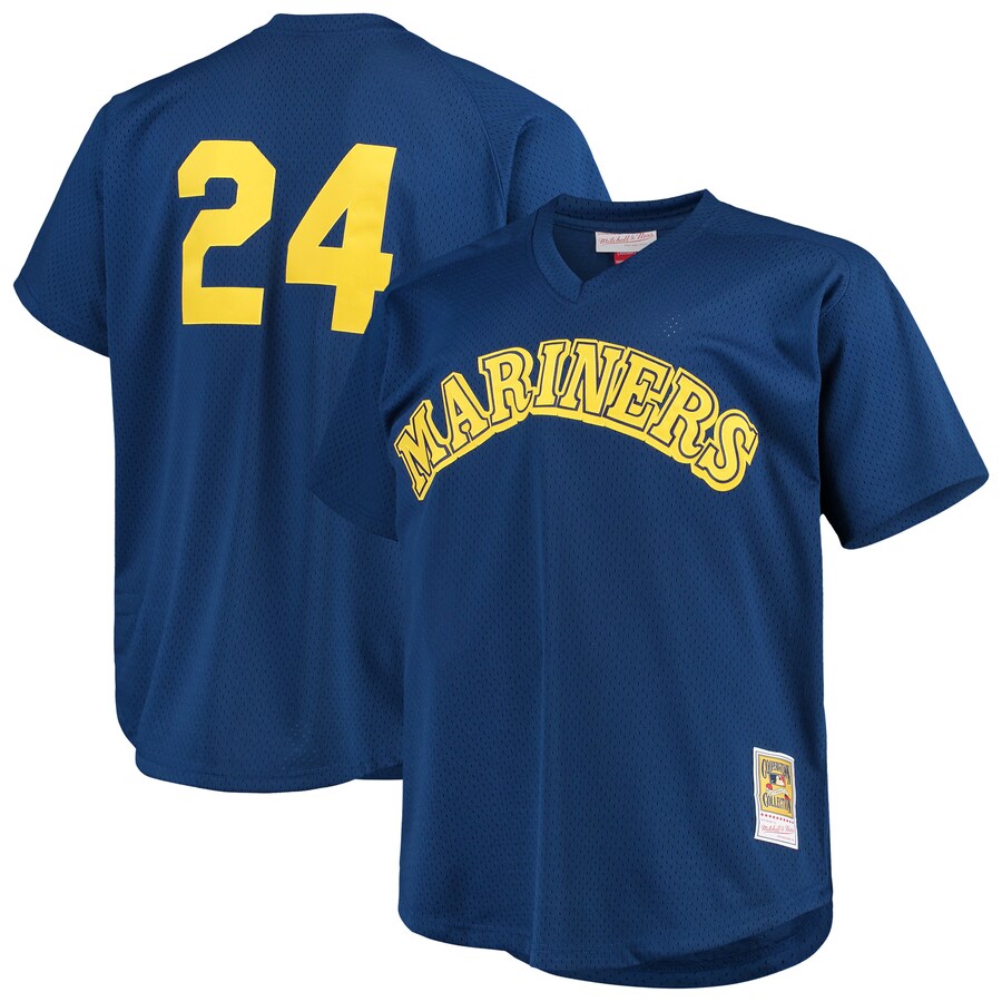 Men's Seattle Mariners Ken Griffey Jr. Mitchell & Ness Royal Big & Tall Cooperstown Collection Mesh Batting Practice Jersey - Ujersey