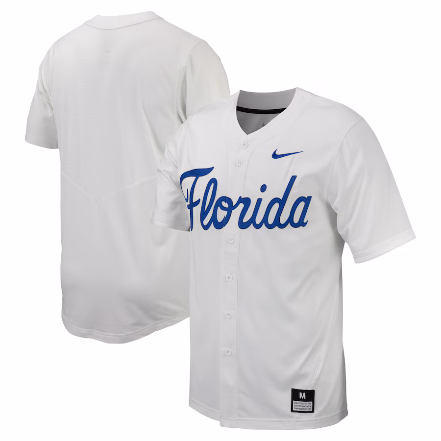 Florida Gators Nike Replica Full-Button Baseball Jersey - White - Ujersey