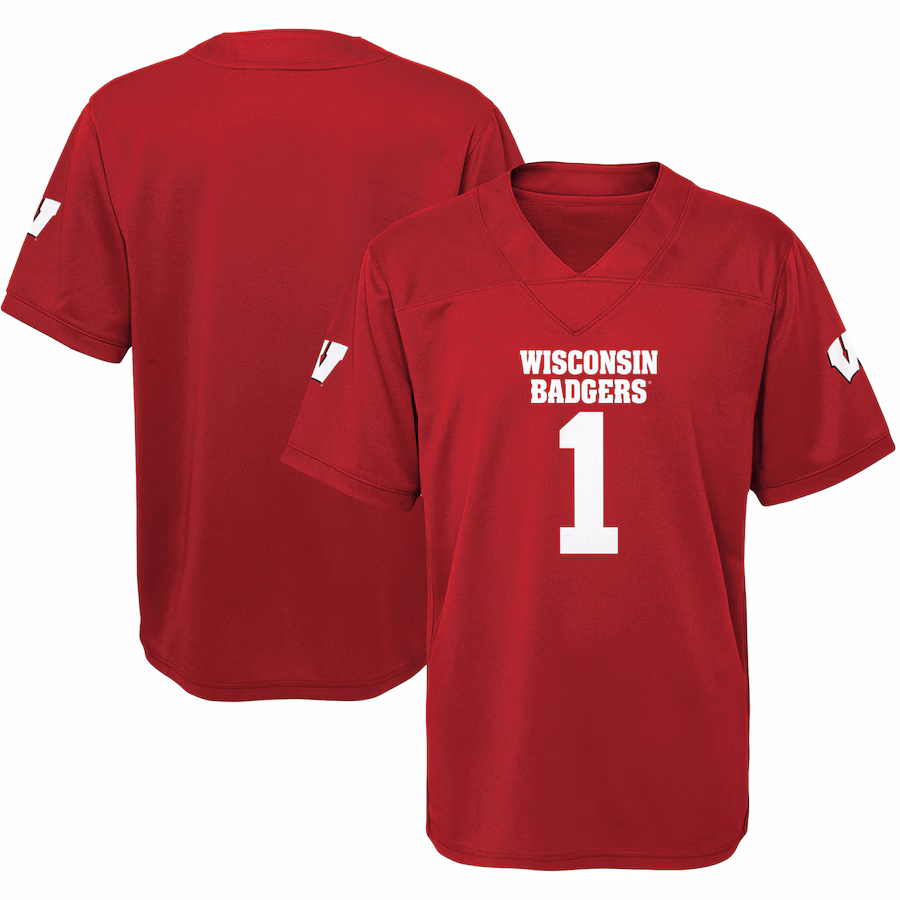#1 Wisconsin Badgers Youth Jersey - Red - Ujersey
