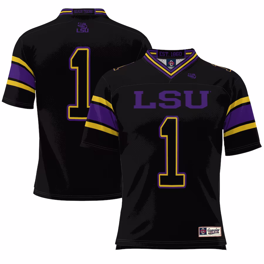 #1 LSU Tigers GameDay Greats Youth Endzone Football Jersey - Black - Ujersey