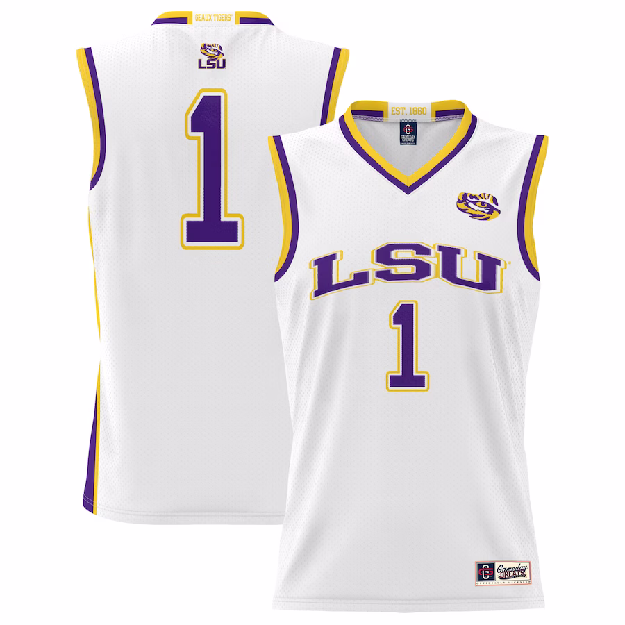 #1  LSU Tigers GameDay Greats  Lightweight Basketball Jersey - White - Ujersey