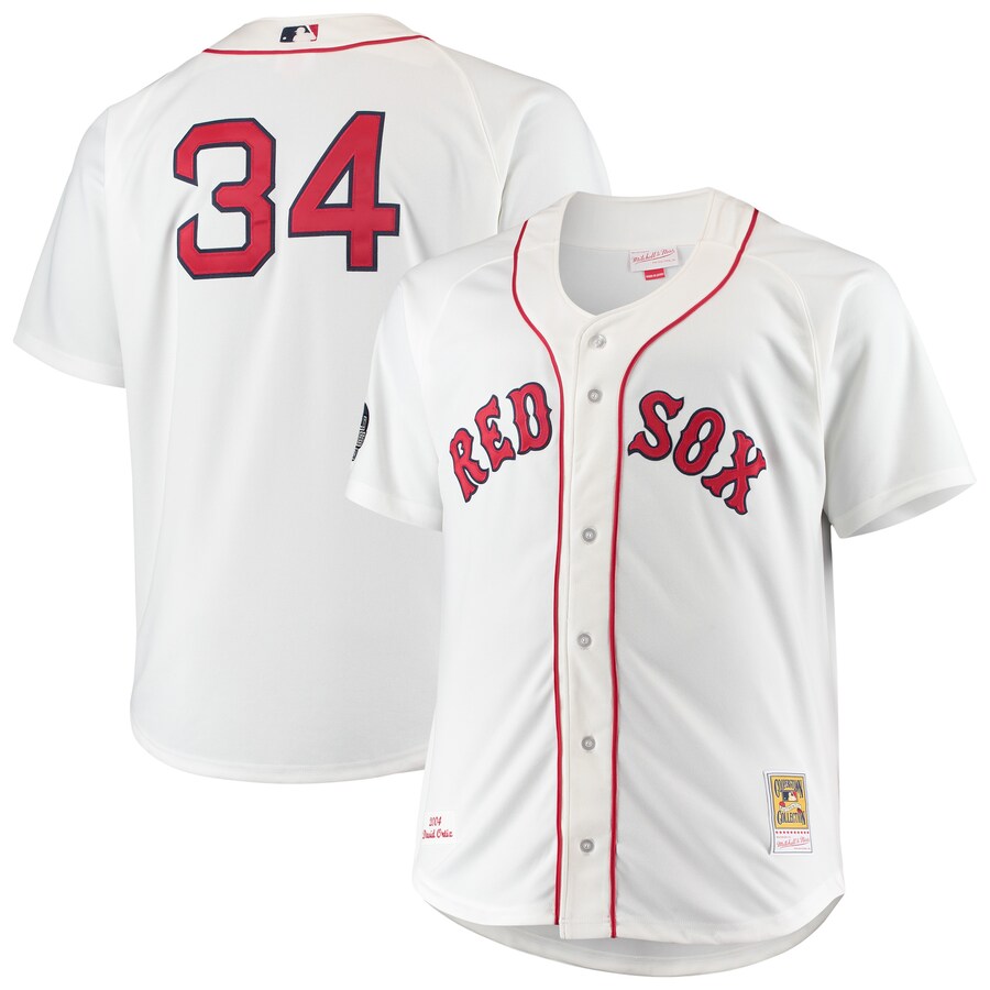 Men's Boston Red Sox David Ortiz Mitchell & Ness White Big & Tall Home Authentic Player Jersey - Ujersey
