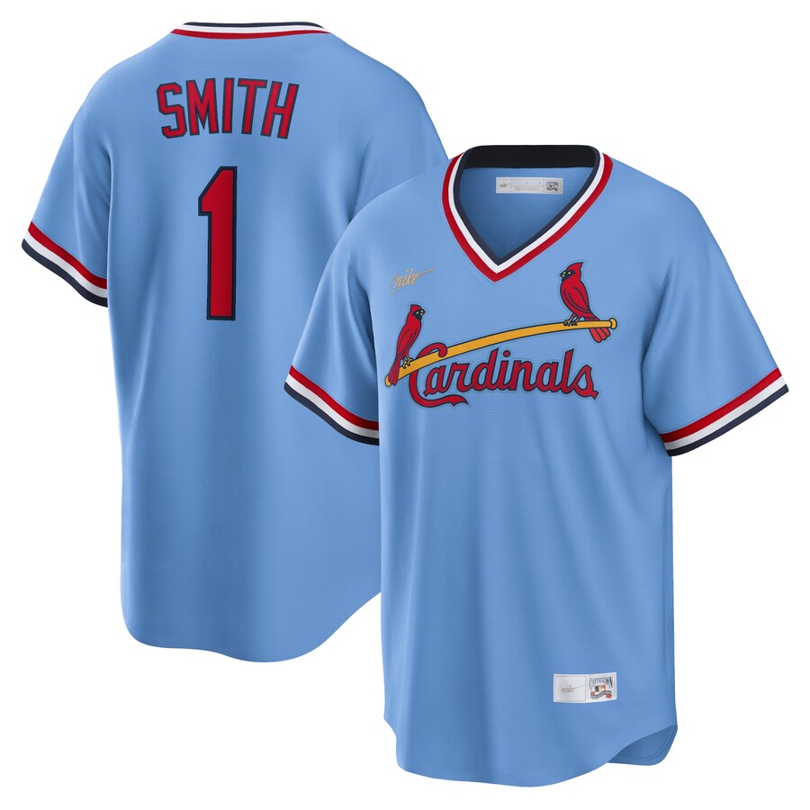 Men's St. Louis Cardinals Ozzie Smith Nike Light Blue Road Cooperstown Collection Player Jersey - Ujersey