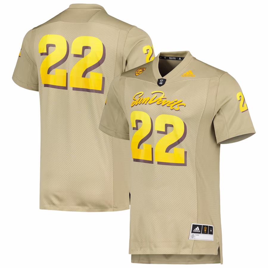 #22 Arizona State Sun Devils adidas Rising Devils Premier Strategy Jersey - Tan - Ujersey