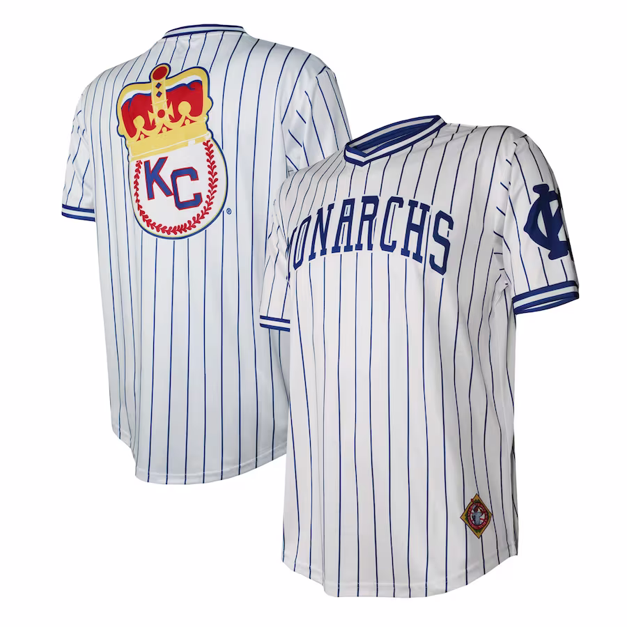 Men's Kansas City Monarchs Stitches White V-Neck Jersey - Ujersey