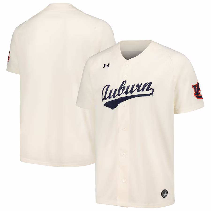 Auburn Tigers Under Armour Replica Baseball Jersey - Cream - Ujersey