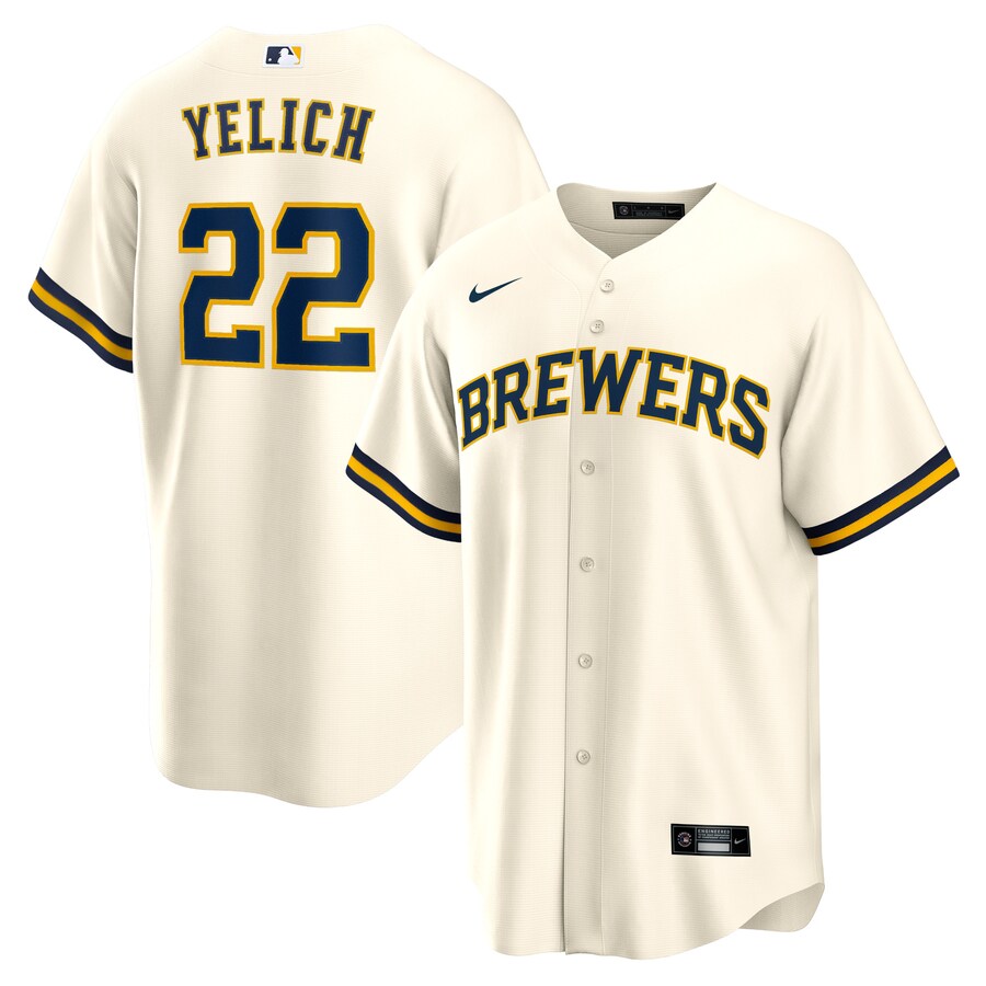 Men's Milwaukee Brewers Christian Yelich Nike Cream Alternate Replica Player Jersey - Ujersey