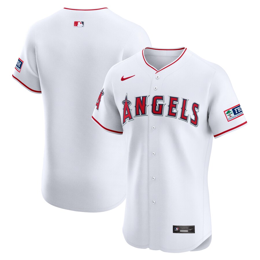 Men's Los Angeles Angels Nike White Home Elite Patch Jersey - Ujersey