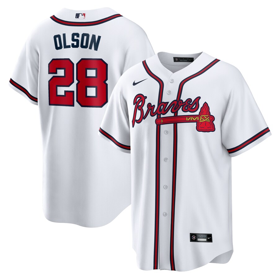 Men's Atlanta Braves Matt Olson Nike White Home Replica Player Jersey - Ujersey