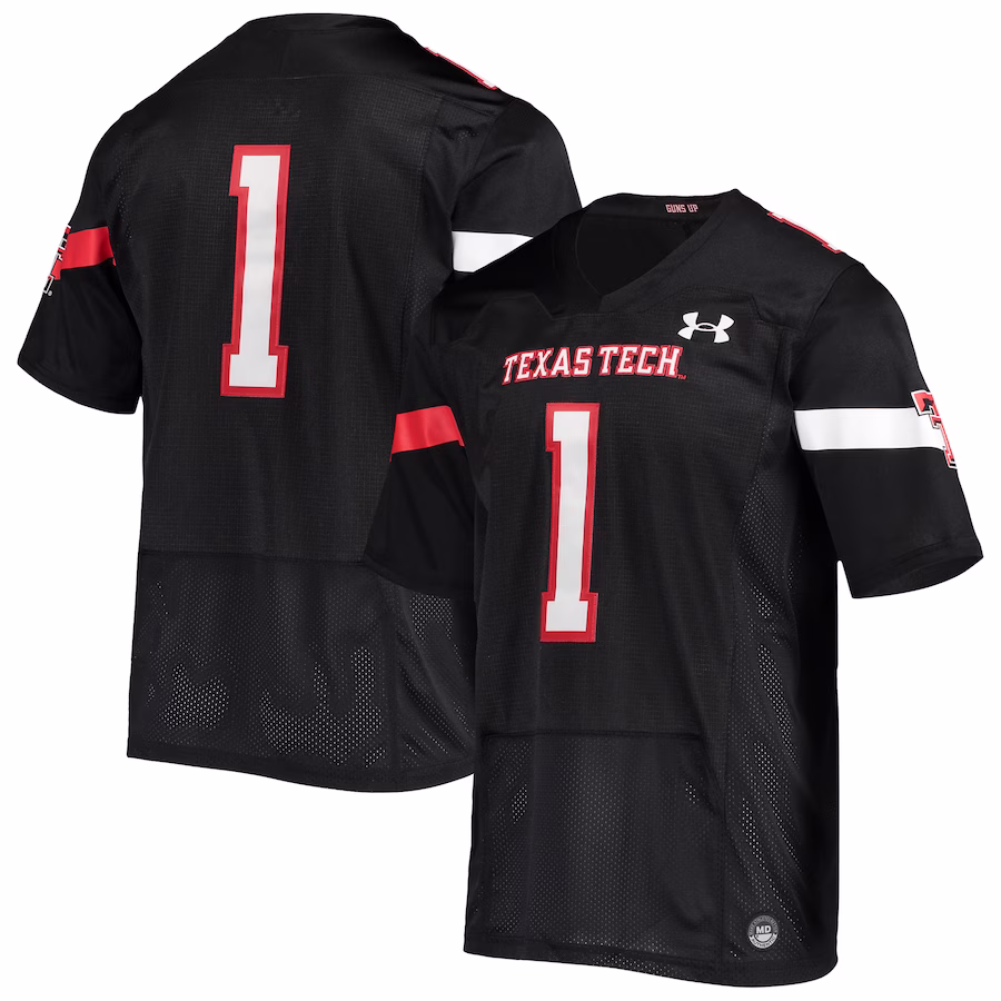 #1 Texas Tech Red Raiders Under Armour Team Premier Football Jersey - Black - Ujersey