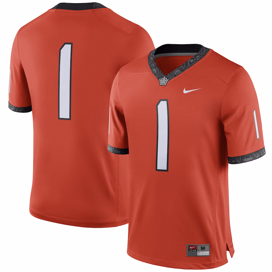 #1 Oklahoma State Cowboys Nike Alternate Game Jersey - Orange - Ujersey