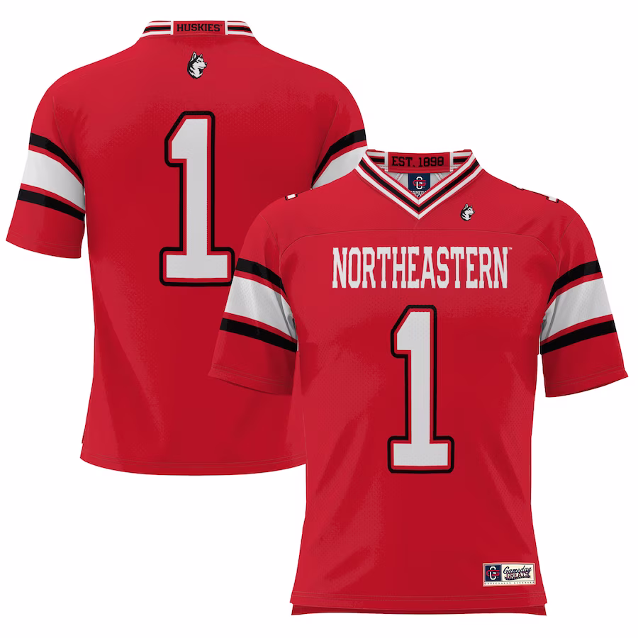#1 Northeastern Huskies GameDay Greats Youth Football Jersey - Red - Ujersey