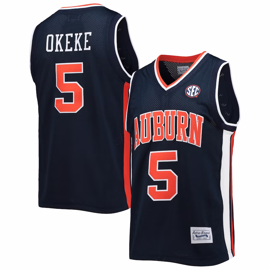 Chuma Okeke Auburn Tigers Original Retro Brand Alumni Commemorative Replica Basketball Jersey - Navy - Ujersey