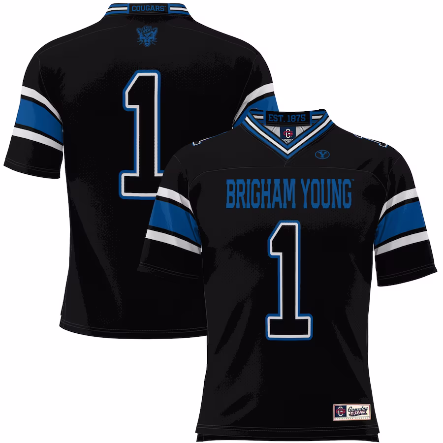 #1 BYU Cougars GameDay Greats Youth Endzone Football Jersey - Black - Ujersey